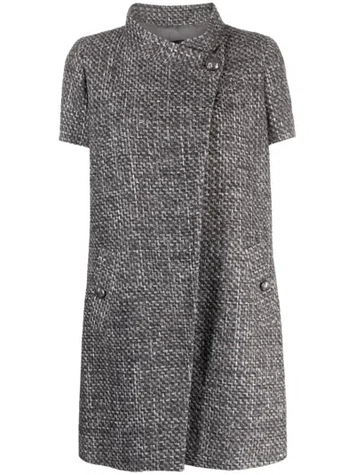 Pre-owned Chanel Short-sleeved Elongated Cotton Jacket In Grey