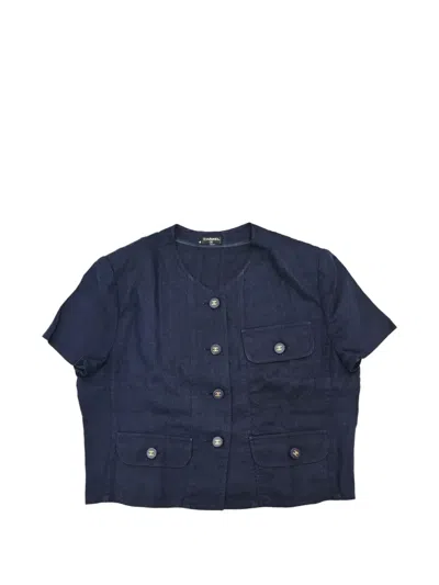 Pre-owned Chanel Short-sleeve Cc Turn-lock Jacket In Blue