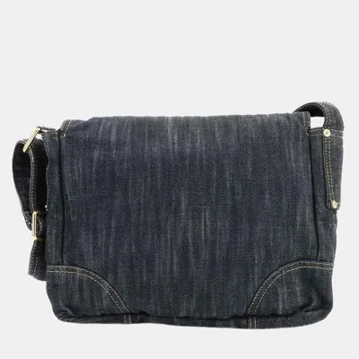 Pre-owned Chanel Shoulder Bag Denim Navy Gold Hardware