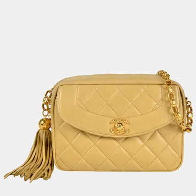 Pre-owned Chanel Shoulder Bag Lambskin Beige Diana Flap Coco Mark In Sand