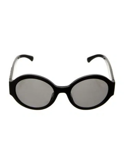 Pre-owned Chanel Signature Logo Oversize Sunglasses In Black