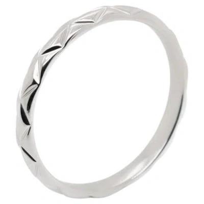 Pre-owned Chanel Signed  Platinum Matalasse Quilt Thin Band Ring By Lorenz Bäumer In Multi