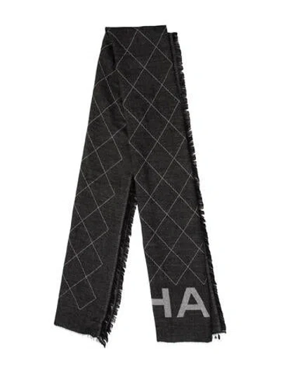 Pre-owned Chanel Silk 2022 Scarf In Gray