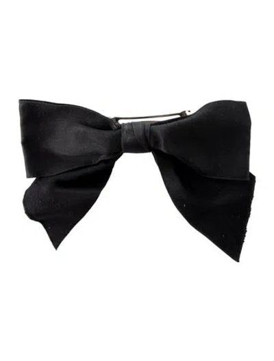 Pre-owned Chanel Silk Bow Hair Clip In Black