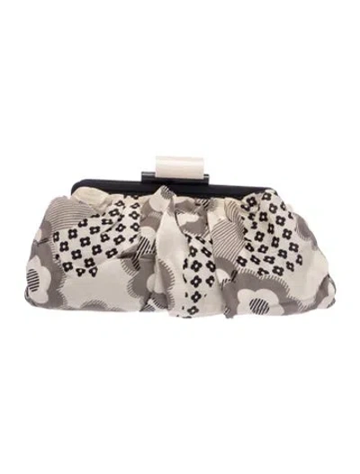 Pre-owned Chanel Silk Camellia Frame Clutch In White