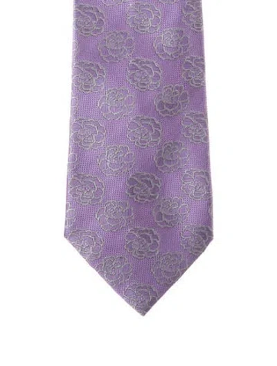 Pre-owned Chanel Silk Camellia Tie In Purple