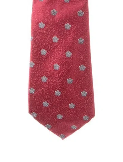 Pre-owned Chanel Silk Camellia Tie In Red