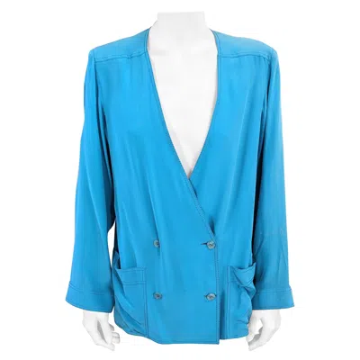 Pre-owned Chanel Silk Crepe Blouse In Blue