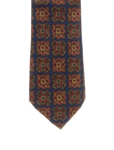 Pre-owned Chanel Silk Gripoix Pattern Tie In Blue