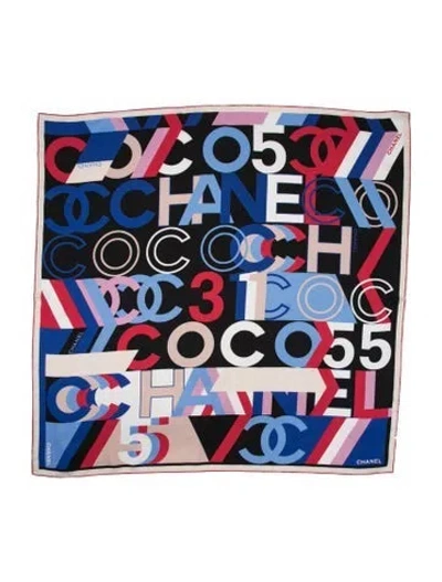 Pre-owned Chanel Silk Interlocking Cc Logo Shawl In Purple