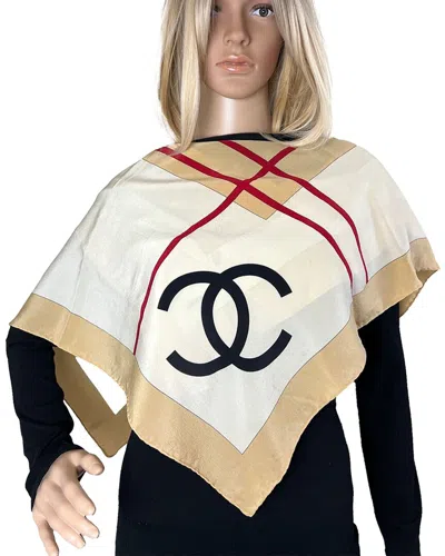 Pre-owned Chanel Silk Logo Modern Design Scarf (authentic Pre-loved)
