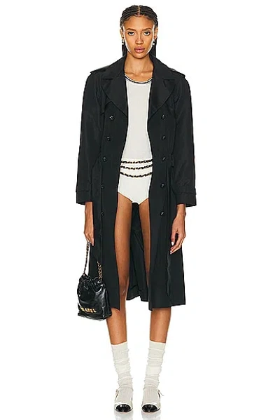 Pre-owned Chanel Silk Long Coat In Black