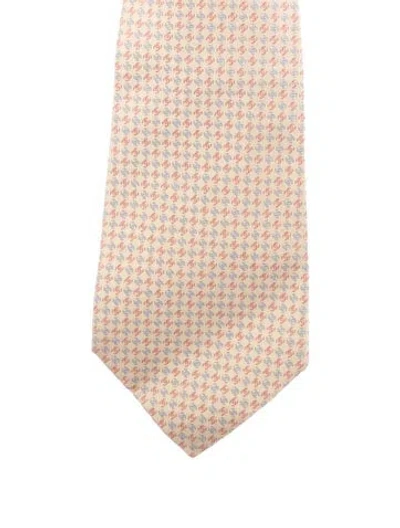 Pre-owned Chanel Silk Pattern Cc Tie In Neutral