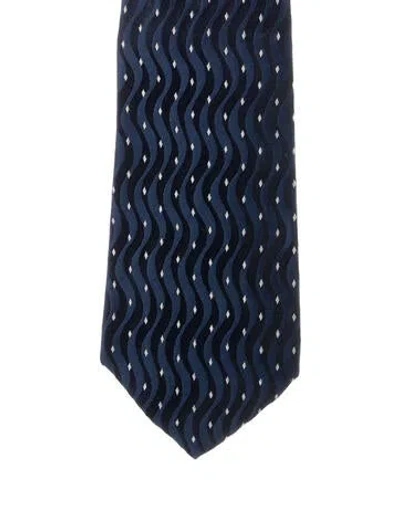 Pre-owned Chanel Silk Pattern Neck Tie In Blue
