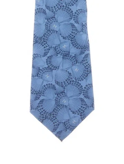 Pre-owned Chanel Silk Pattern Neck Tie In Blue