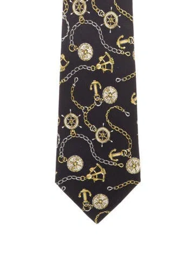 Pre-owned Chanel Silk Pattern Tie In Black
