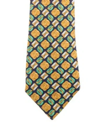 Pre-owned Chanel Silk Pattern Tie In Green