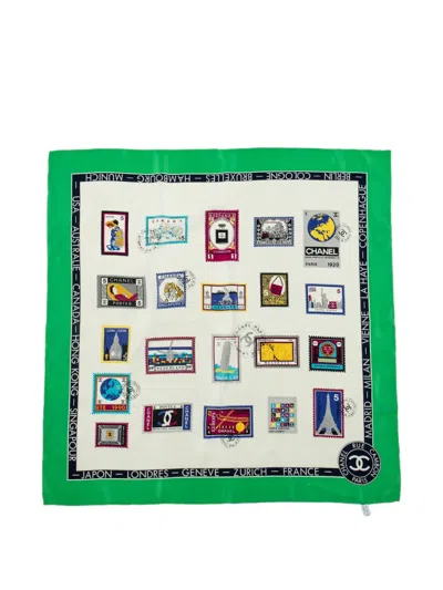 Pre-owned Chanel Silk Print Scarf In Neutral