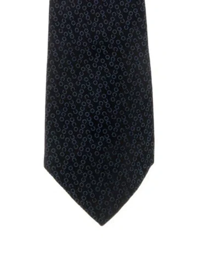 Pre-owned Chanel Silk Printed Tie In Blue