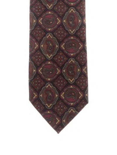 Pre-owned Chanel Silk Printed Tie In Burgundy