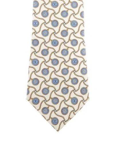 Pre-owned Chanel Silk Printed Tie In Neutral