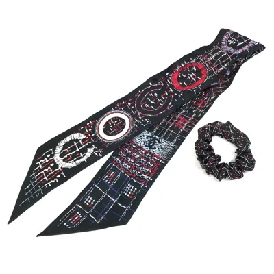 Pre-owned Chanel Silk Scarf () In Black