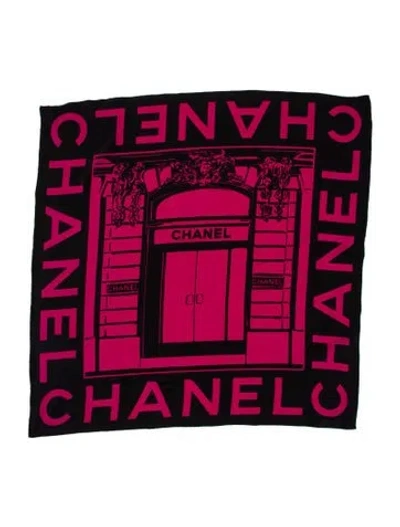 Pre-owned Chanel Silk Vintage Scarf In Black/purple
