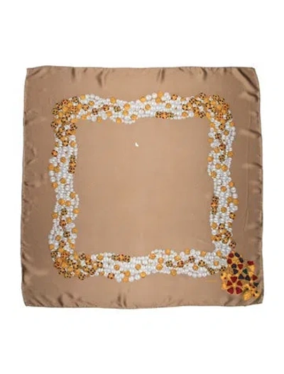 Pre-owned Chanel Silk Vintage Scarf In Gold/neutrals
