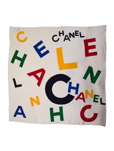 Pre-owned Chanel Silk Vintage Scarf In Neutral