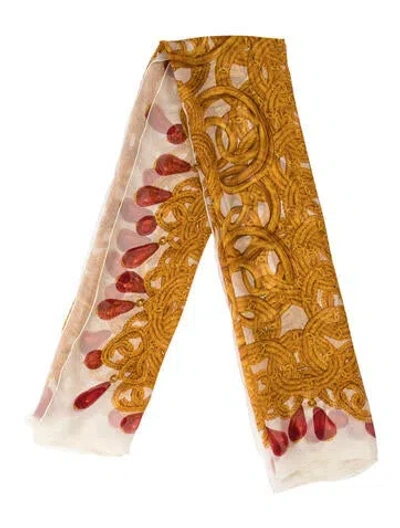 Pre-owned Chanel Silk Vintage Scarf In Neutrals