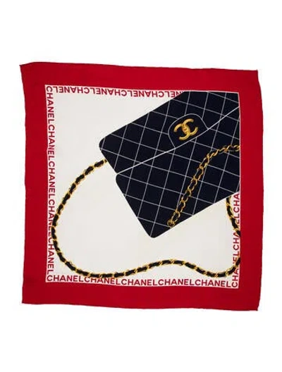 Pre-owned Chanel Silk Vintage Scarf In Red