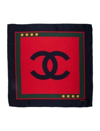 Pre-owned Chanel Silk Vintage Scarf In Red