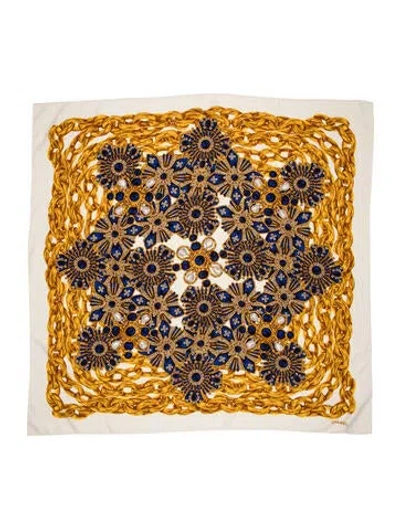 Pre-owned Chanel Silk Vintage Scarf In White