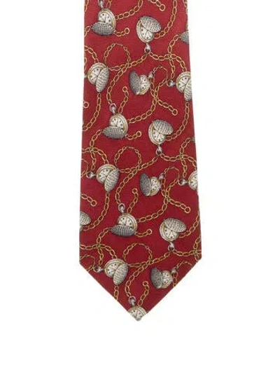 Pre-owned Chanel Silk Watch Tie In Red