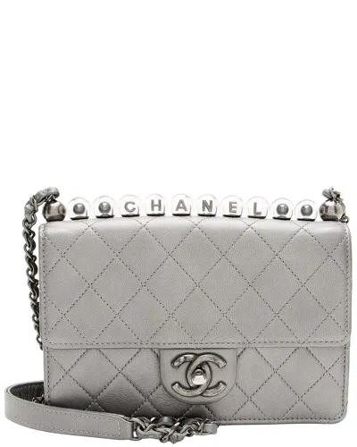 Chanel Silver Acrylic & Metallic Quilted Lambskin Chic Pearls Small Single  Flap Bag (authentic Pre-