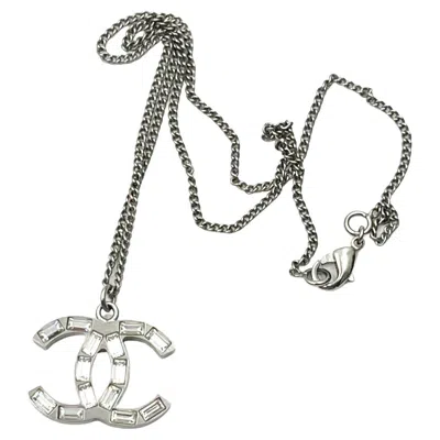 Pre-owned Chanel Silver Cc Baguette Double Face Pendant Necklace In Multi