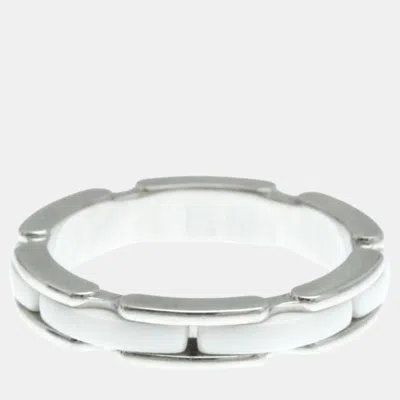 Pre-owned Chanel Silver Ceramic 18k White Gold Ultra Collection Ring Small Size