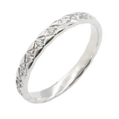 Pre-owned Chanel Silver Clear White Gold (18k) Band Ring ()