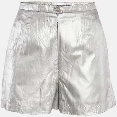 Pre-owned Chanel Silver Coated Synthetic Shorts S