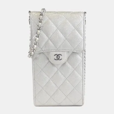 Pre-owned Chanel Timeless Classic Wallet In Silver