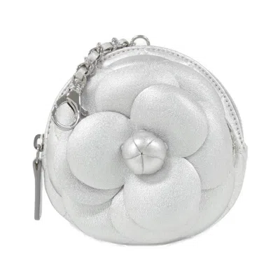 Pre-owned Chanel Silver Leather Coin Purse/coin Case ()