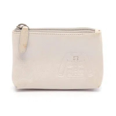 Pre-owned Chanel Silver Leather Coin Purse/coin Case ()