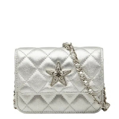 Pre-owned Chanel Silver Leather Pochette Shoulder Bag ()