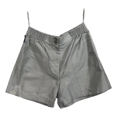 Pre-owned Chanel Silver Metallic Silk And Nylon Shorts