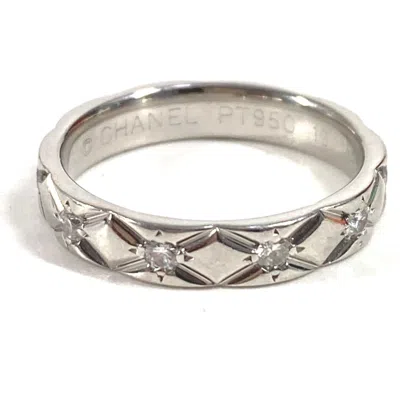 Pre-owned Chanel Silver Platinum 950 Band Ring ()