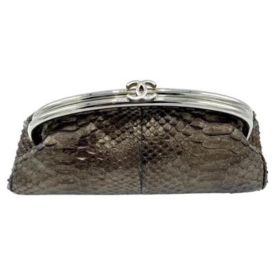 Pre-owned Chanel Silver Python Timeless Clutch In Black