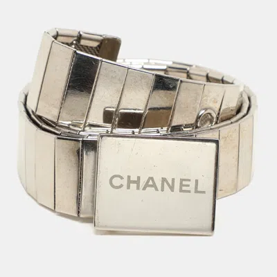 Pre-owned Chanel Silver Tone Vintage 1998 Waist Belt 80cm