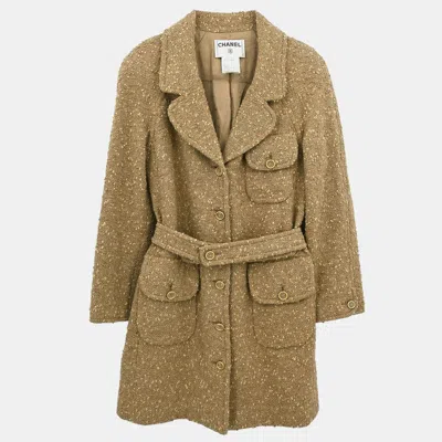 Pre-owned Chanel Single Breasted Coat Beige 01a #38 In Sand