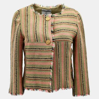 Pre-owned Chanel Single Breasted Collarless Jacket Beige #34 In Sand