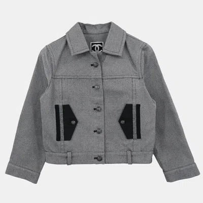 Pre-owned Chanel Single Breasted Jacket Sport Line Jacket Gray #36